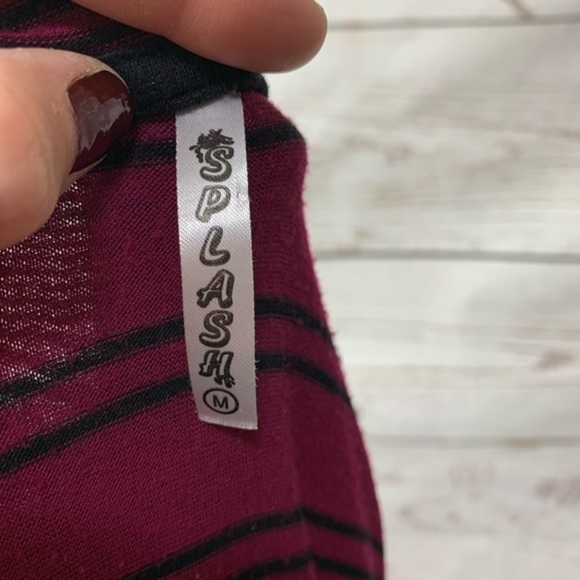 NWOT SPLASH Burgundy/Black Striped Hoodie - Picture 5 of 6